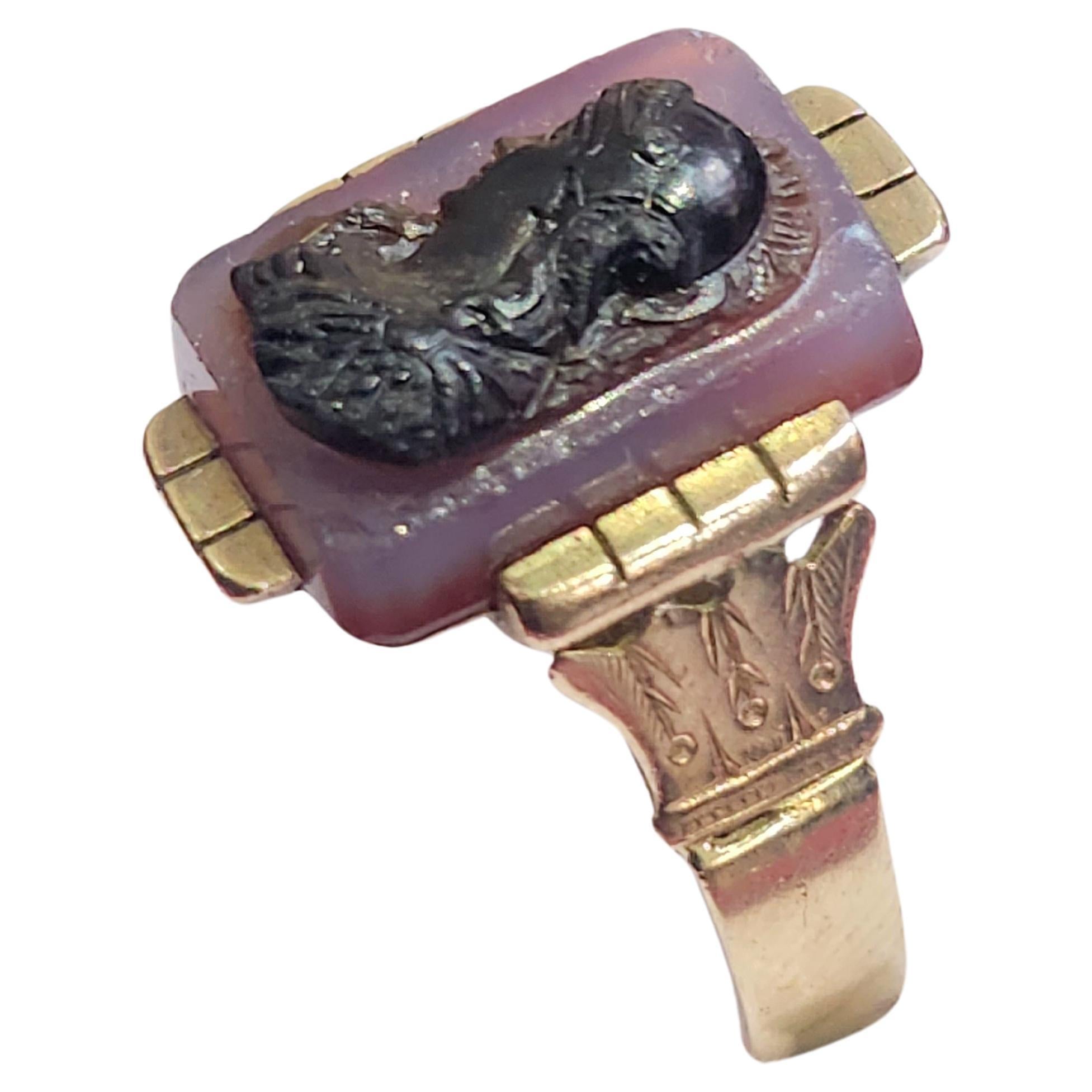Antiker Goldring mit Karneol (serdolick) Onyx für Damen oder Herren