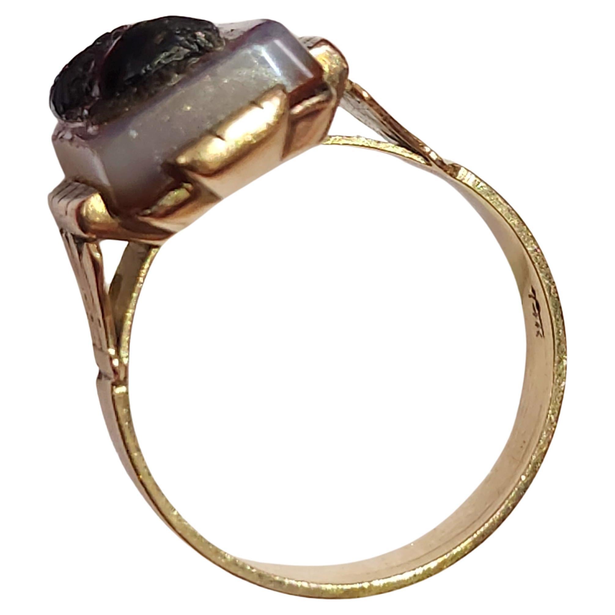 Antique Carnelian (serdolick) Onyx Gold Ring For Sale 2