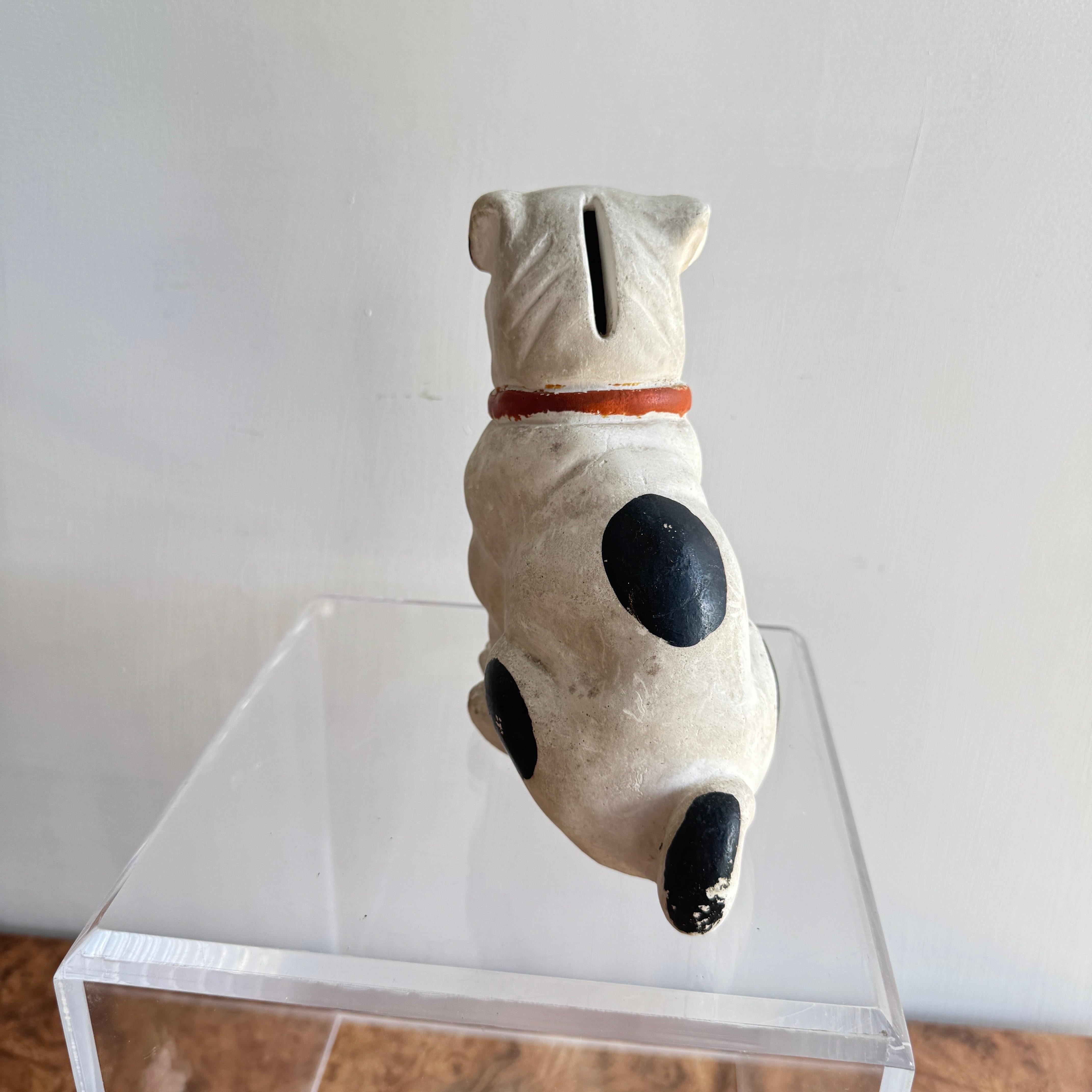 Antike Karneval Preis Chalkware Bulldog Statue / Figur im Angebot 2