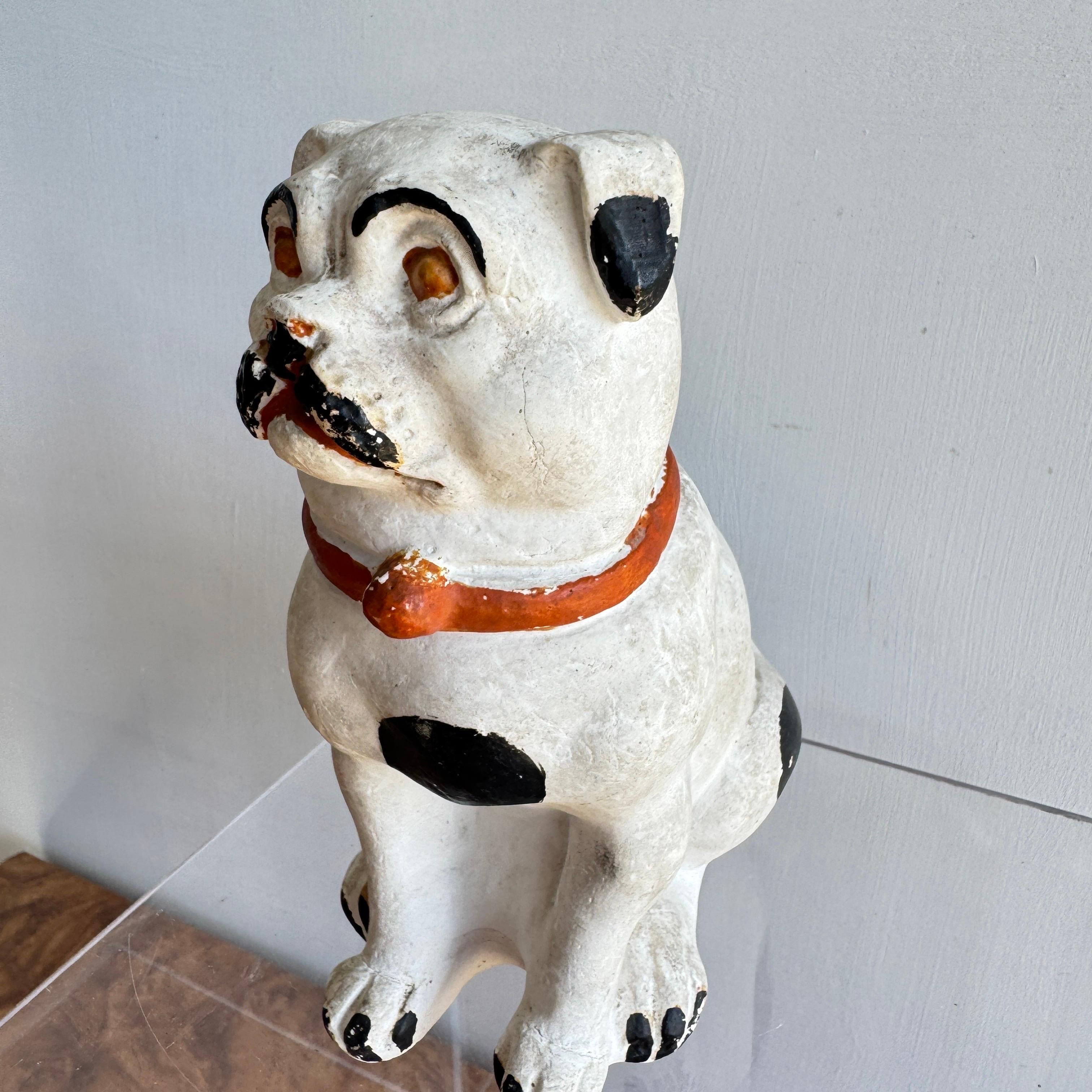 Antike Karneval Preis Chalkware Bulldog Statue / Figur (Mitte des 20. Jahrhunderts) im Angebot