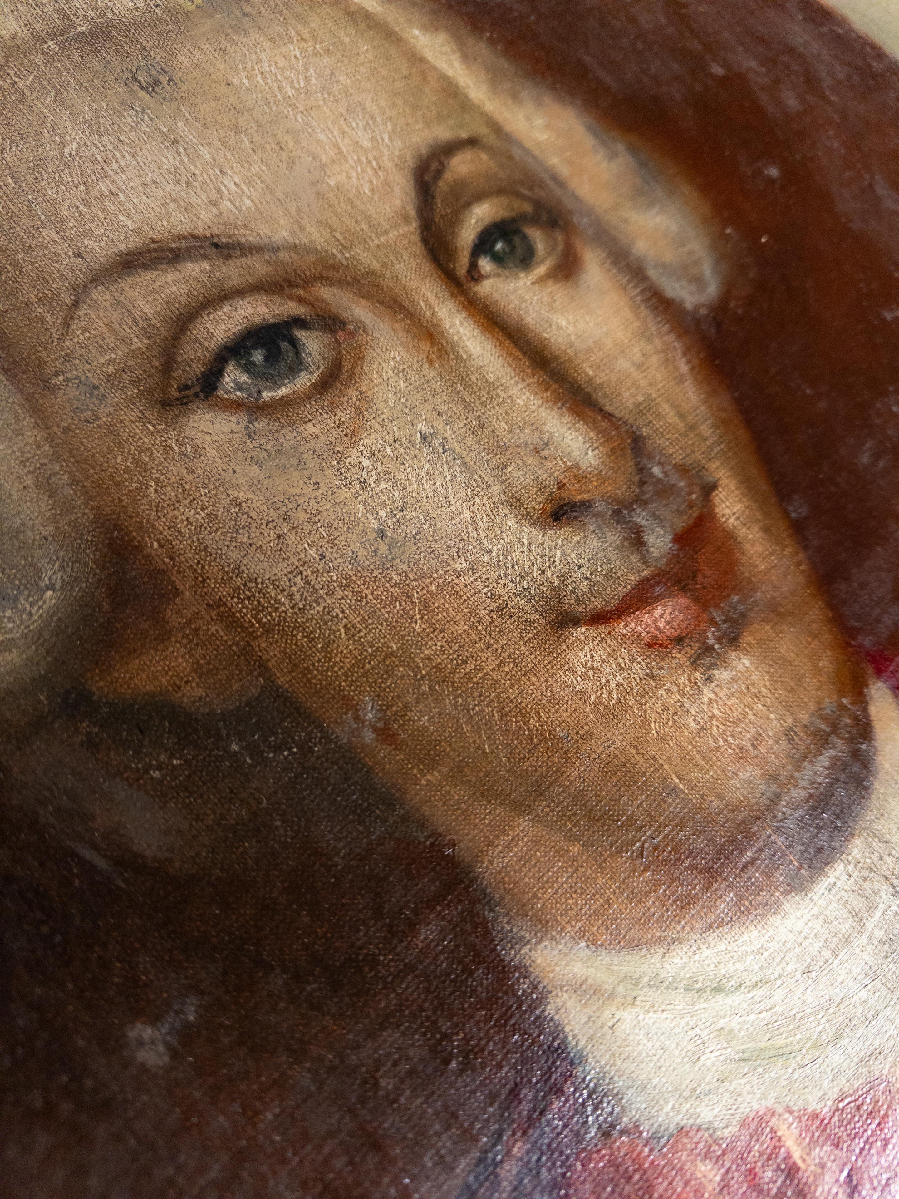 20th Century Antique Carolus Rex III Portrait Painting in Gilt Frame For Sale