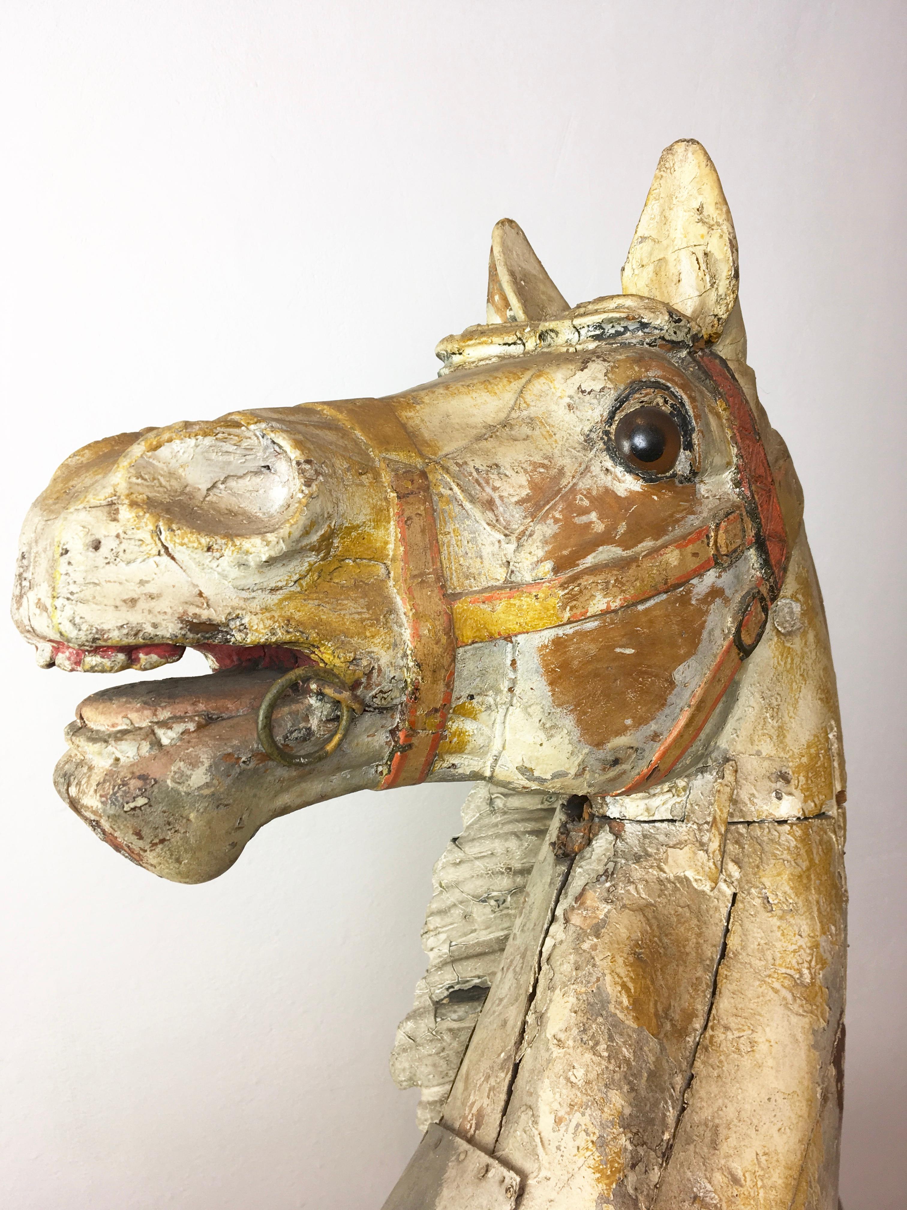 Antique Carousel Horse by Karl Müller Germany, Hand-Carved wood, Late 19th Cent 5