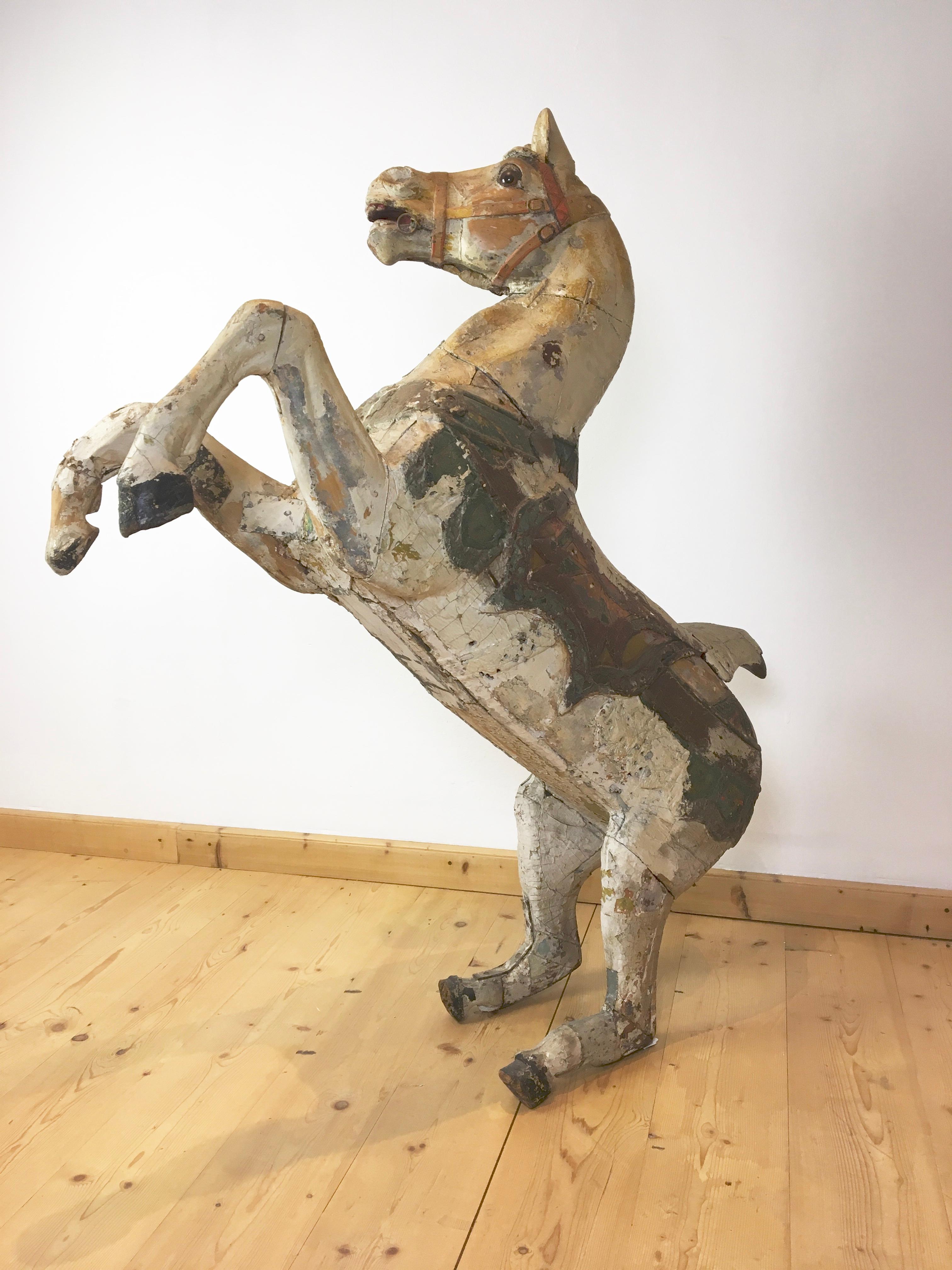 Antique Carousel Horse by Karl Müller Germany, Hand-Carved wood, Late 19th Cent 11