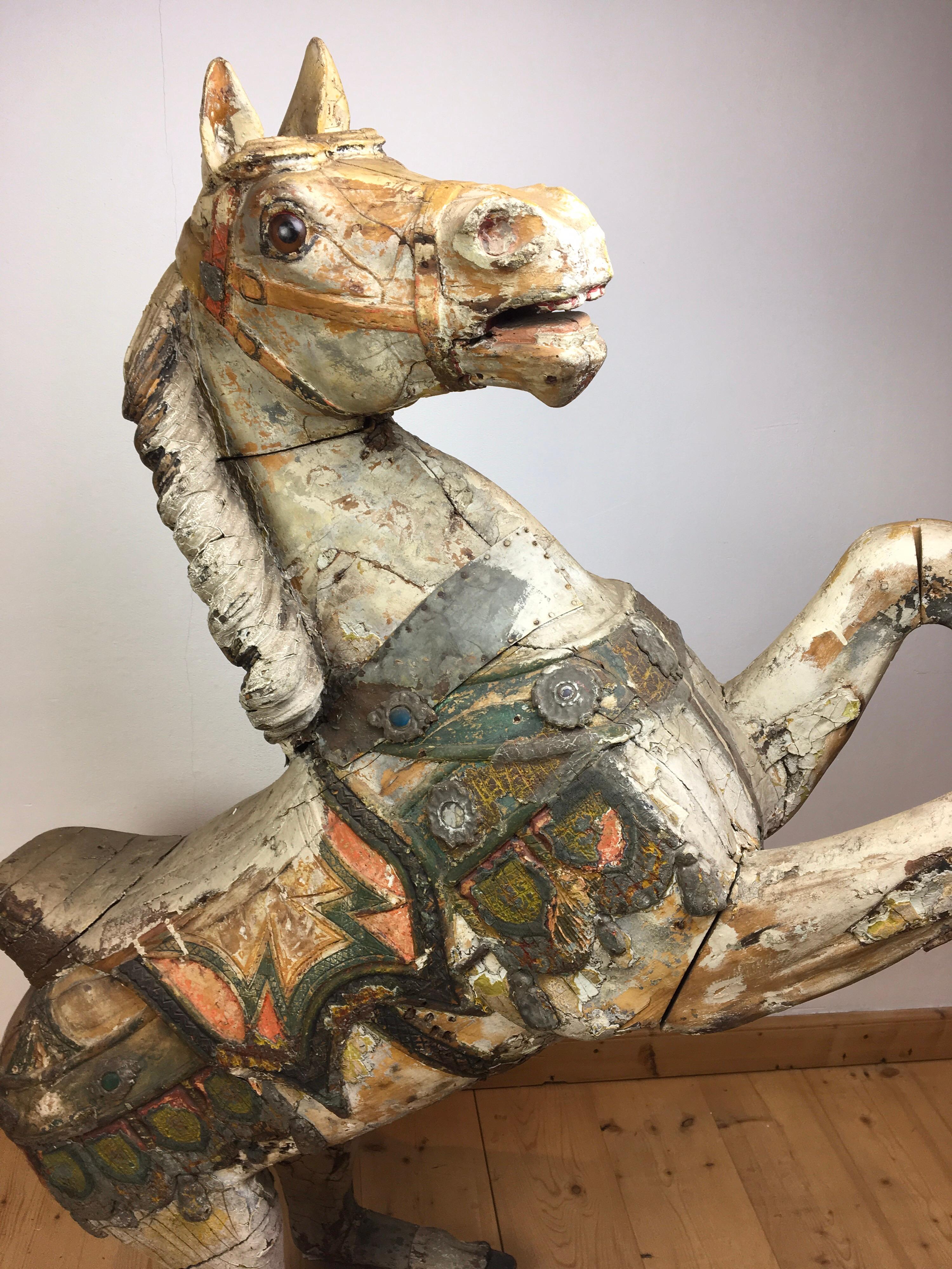 Arts and Crafts Antique Carousel Horse by Karl Müller Germany:: Hand-Carved wood:: Late 19th Cent