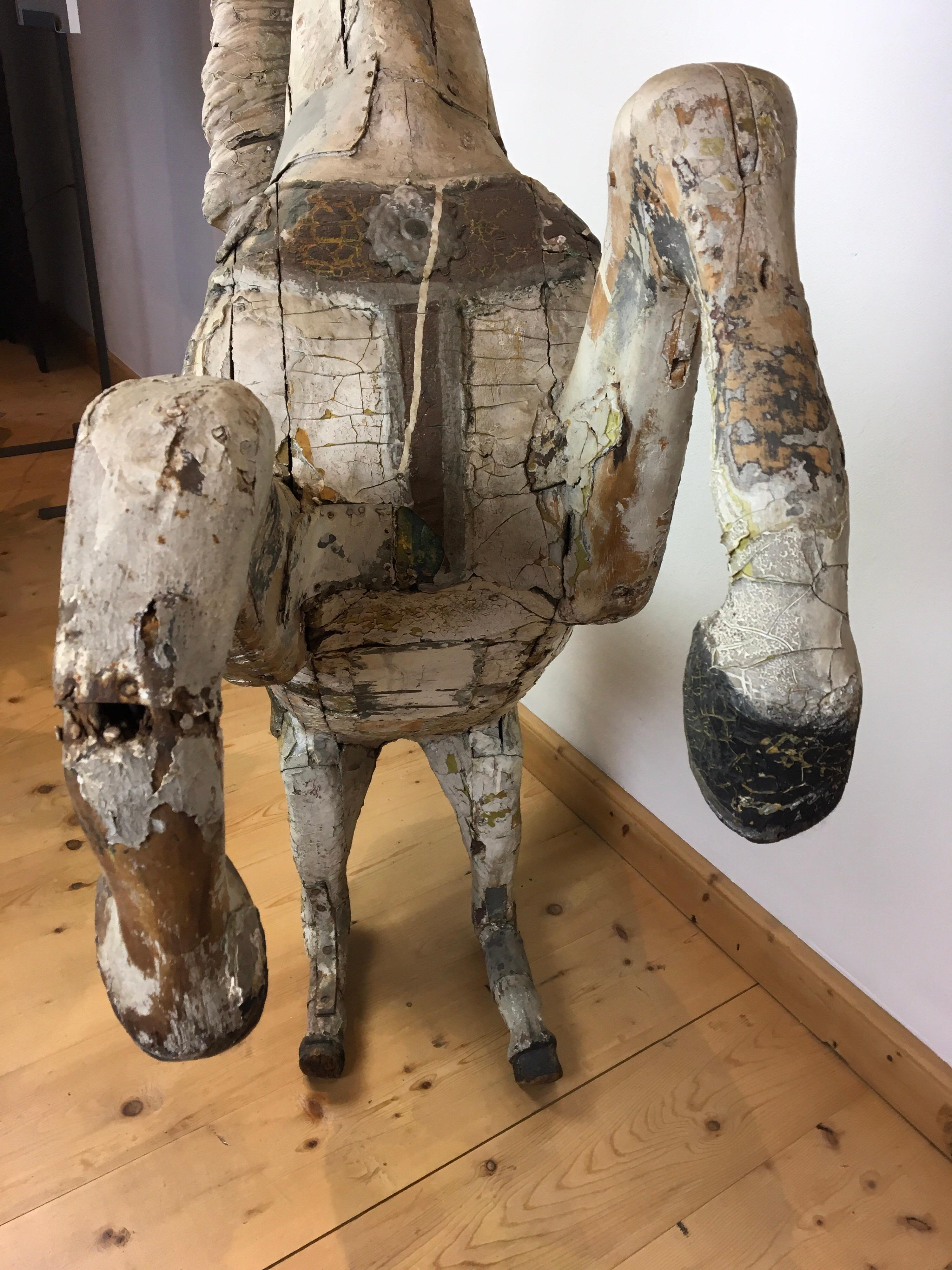 Antique Carousel Horse by Karl Müller Germany, Hand-Carved wood, Late 19th Cent In Good Condition In Retie, BE
