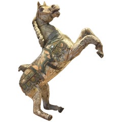 Antique Carousel Horse by Karl Müller Germany, Hand-Carved wood, Late 19th Cent