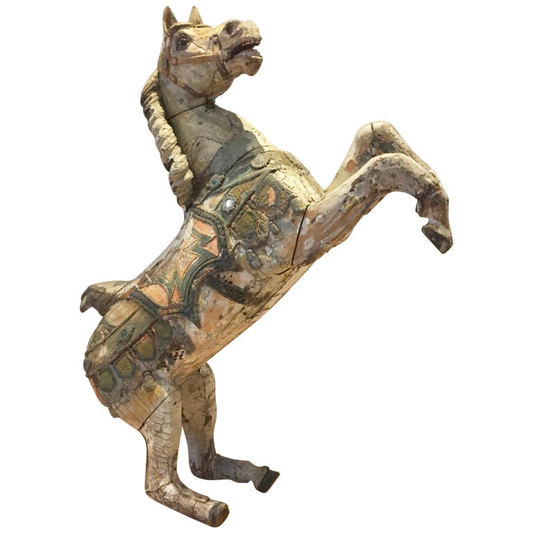 Antique Carousel Horse by Karl Müller Germany, Carvedwood For Sale