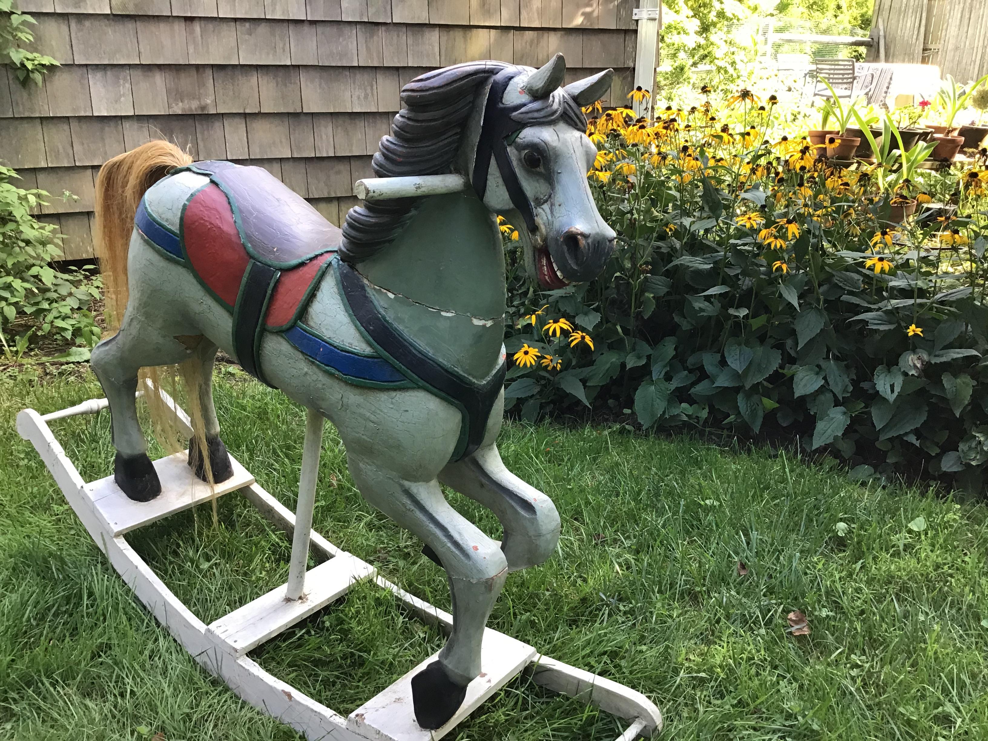 Carousel Horse Painted Wood Rocking Horse Antique 1
