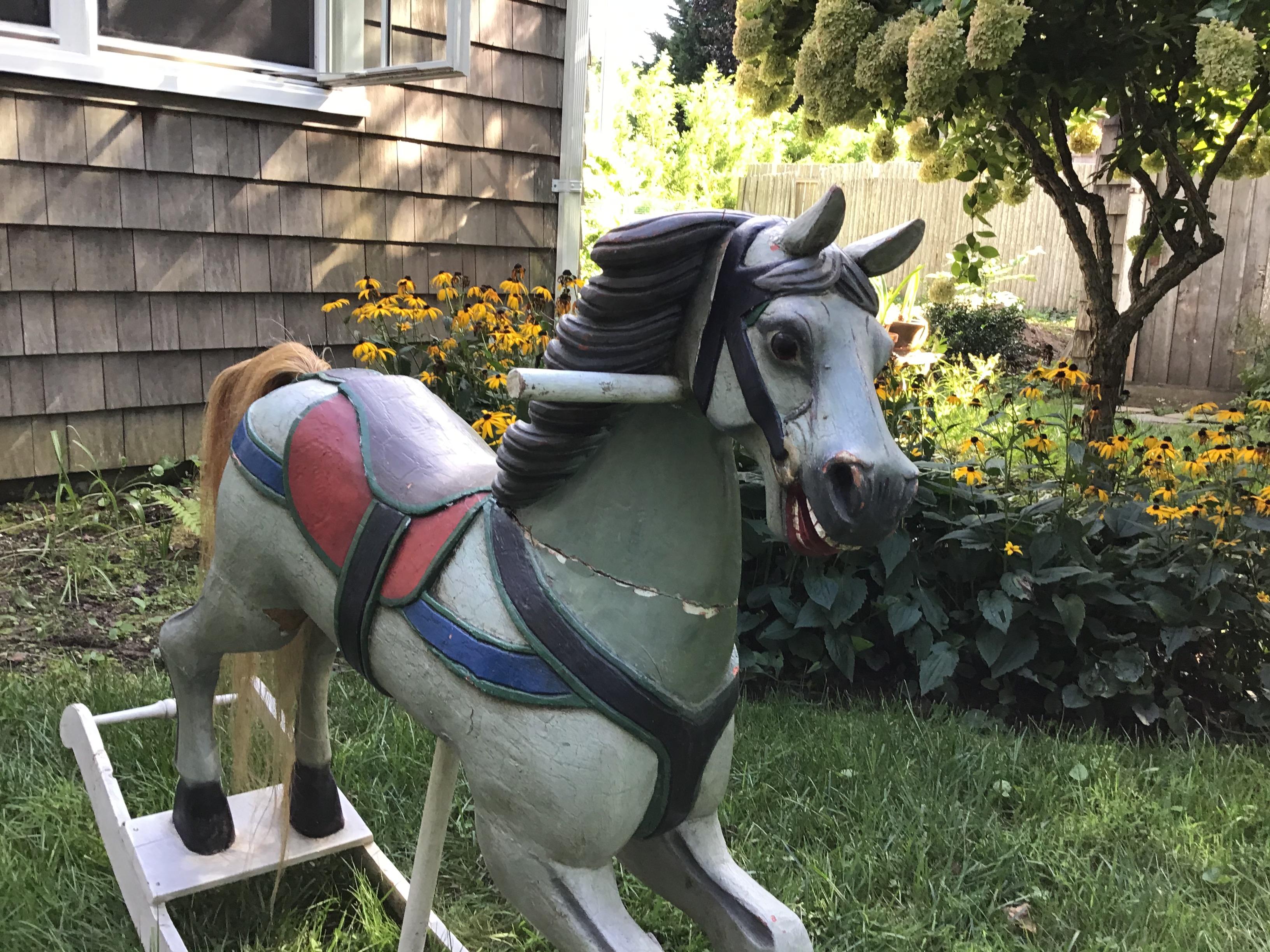 Carousel Horse Painted Wood Rocking Horse Antique 2