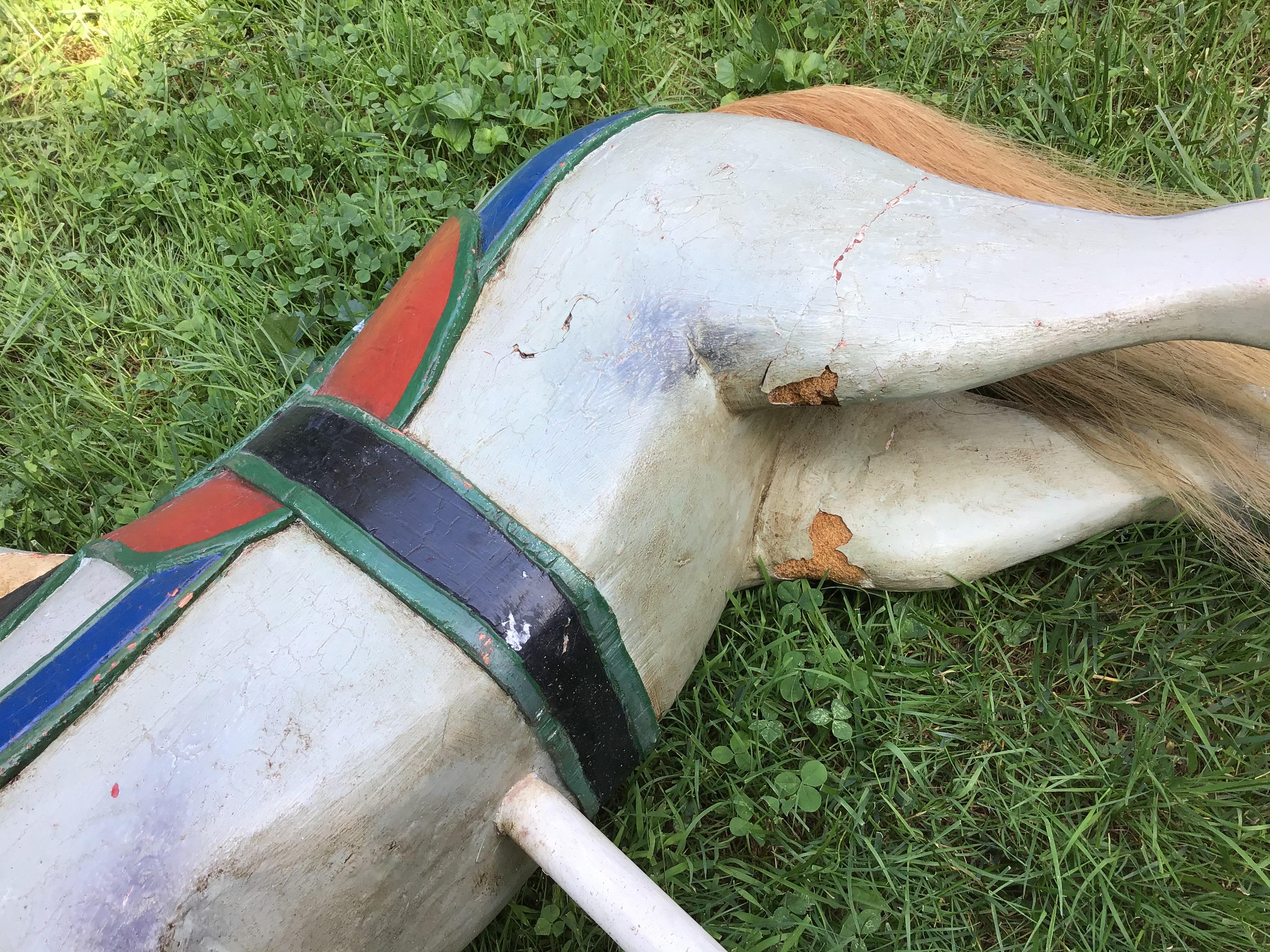 20th Century Carousel Horse Painted Wood Rocking Horse Antique