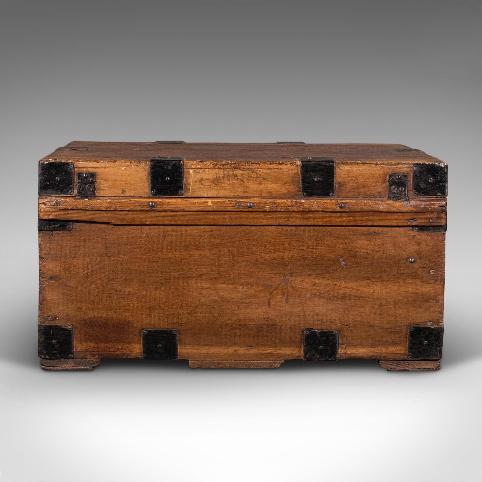 British Antique Carpenter's Chest, English, Pine, Tool Trunk, Coffee Table, Victorian For Sale