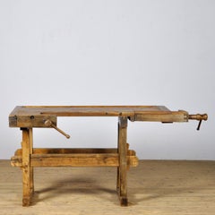 Ancien établi de menuisier en chêne, années 1910