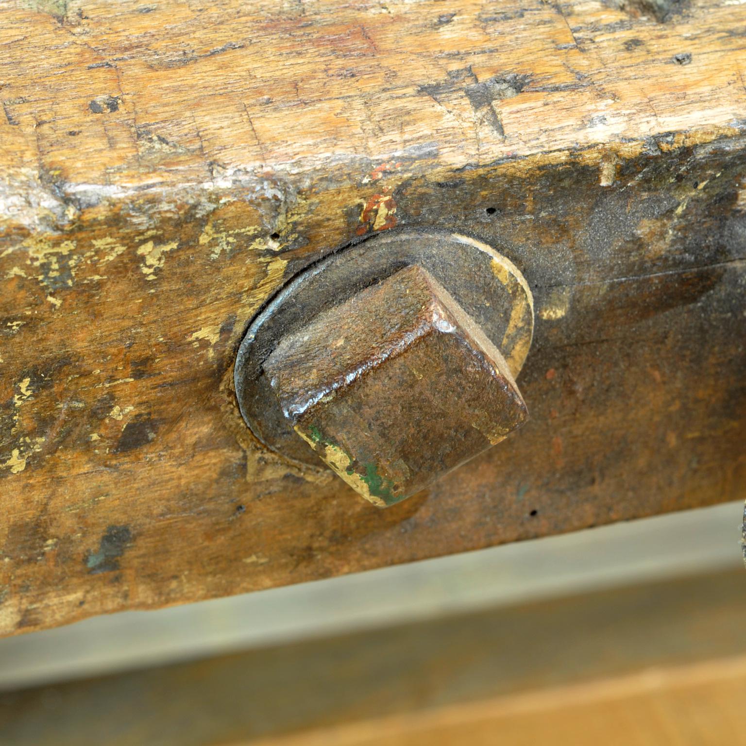 Antique Carpenters Oak Workbench, circa 1910 4