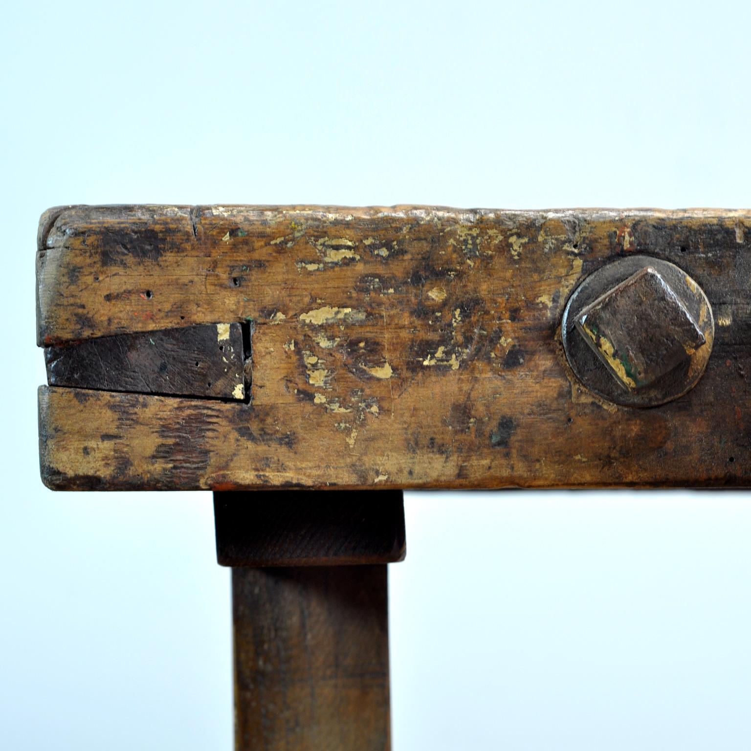 Antique Carpenters Oak Workbench, circa 1910 5