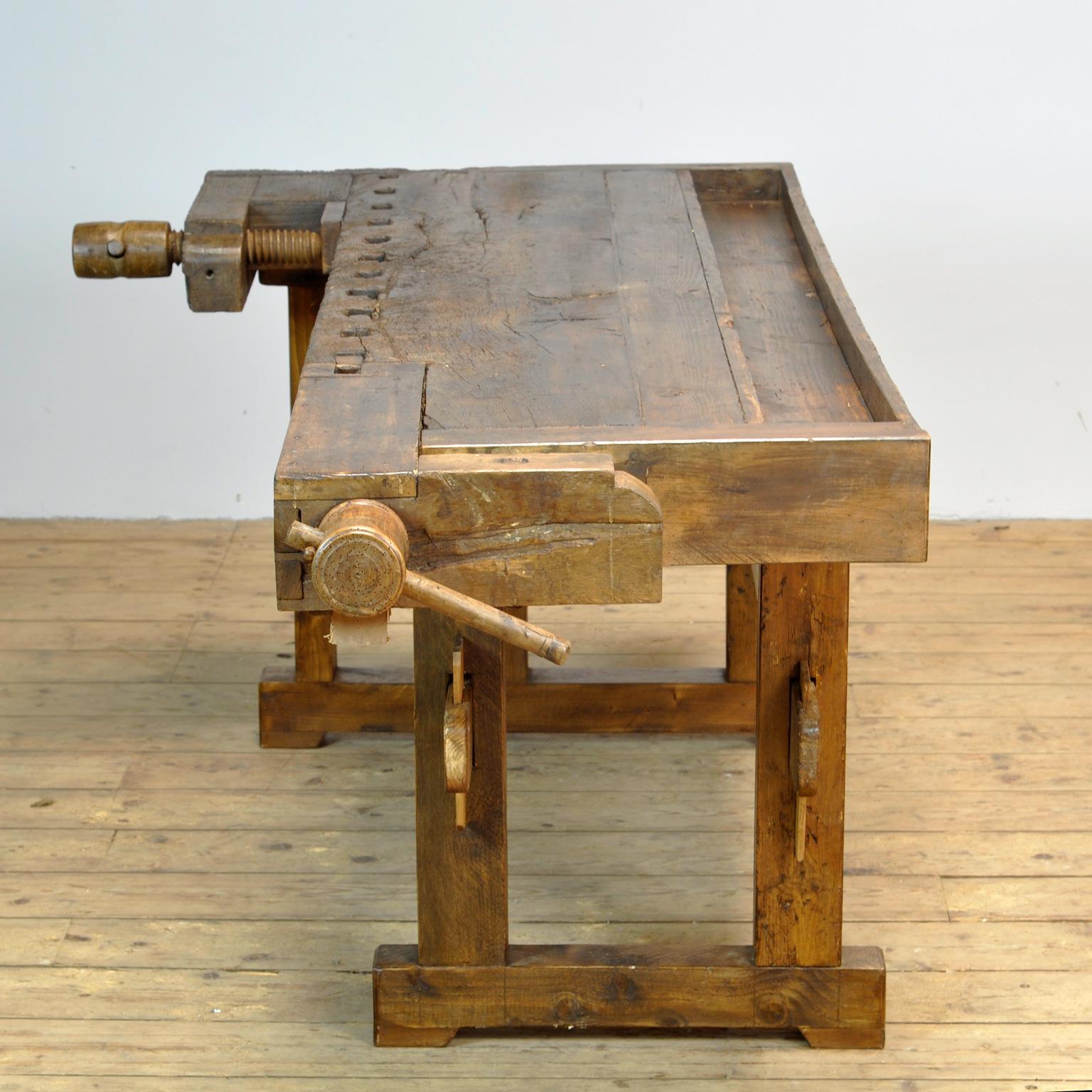Industrial Antique Carpenters Oak Workbench, Circa 1910