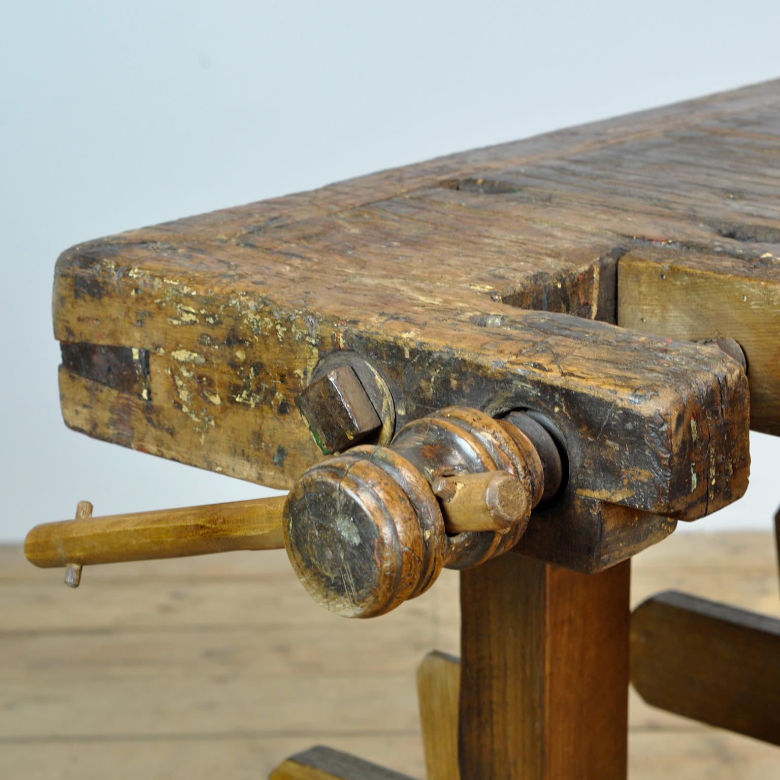 Early 20th Century Antique Carpenters Oak Workbench, circa 1910