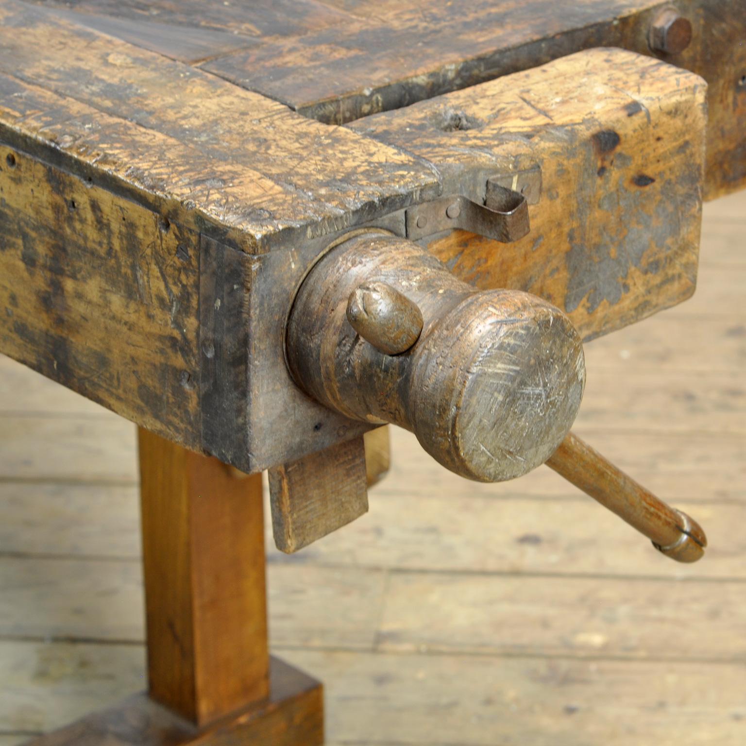 Antique Carpenters Oak Workbench, circa 1910 1