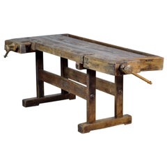 Ancien établi de menuisier en chêne:: vers 1910