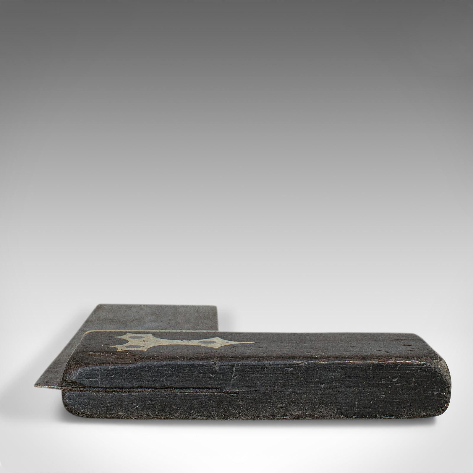 Antique Carpenter's Square, Scottish, Ebony, Brass, Tool, Victorian, circa 1900 In Good Condition In Hele, Devon, GB