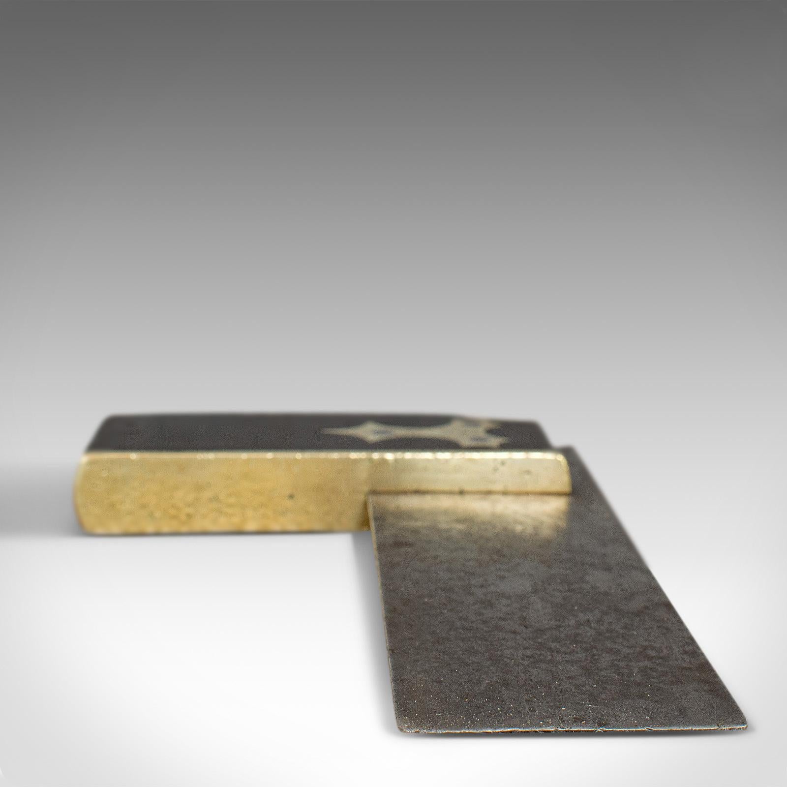 19th Century Antique Carpenter's Square, Scottish, Ebony, Brass, Tool, Victorian, circa 1900