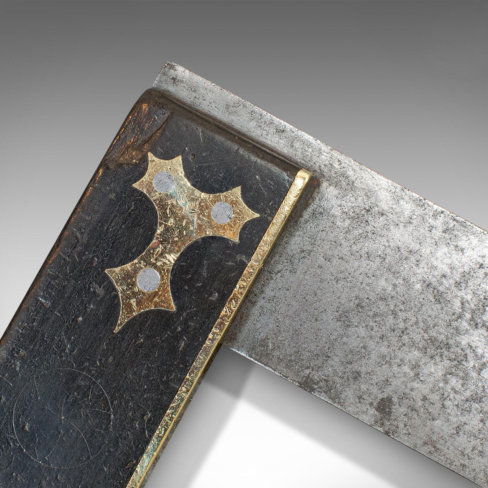 Antique Carpenter's Square, Scottish, Ebony, Brass, Tool, Victorian, circa 1900 1