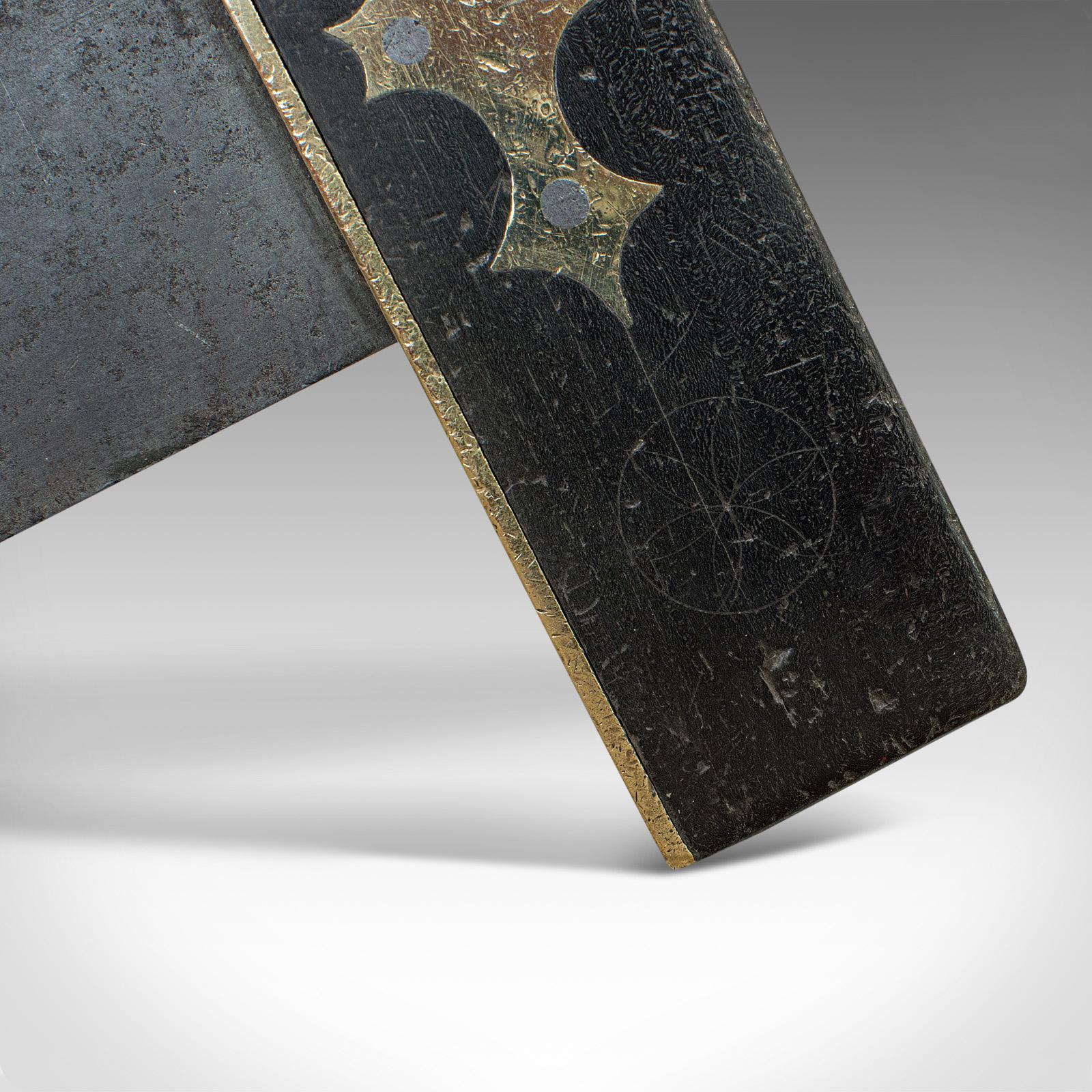 Antique Carpenter's Square, Scottish, Ebony, Brass, Tool, Victorian, circa 1900 2