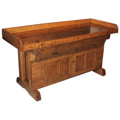 Antique Carpenters Work Bench with Drawers