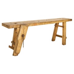 Used Carpenter's Work Bench Work Table Rustic Console Table from France