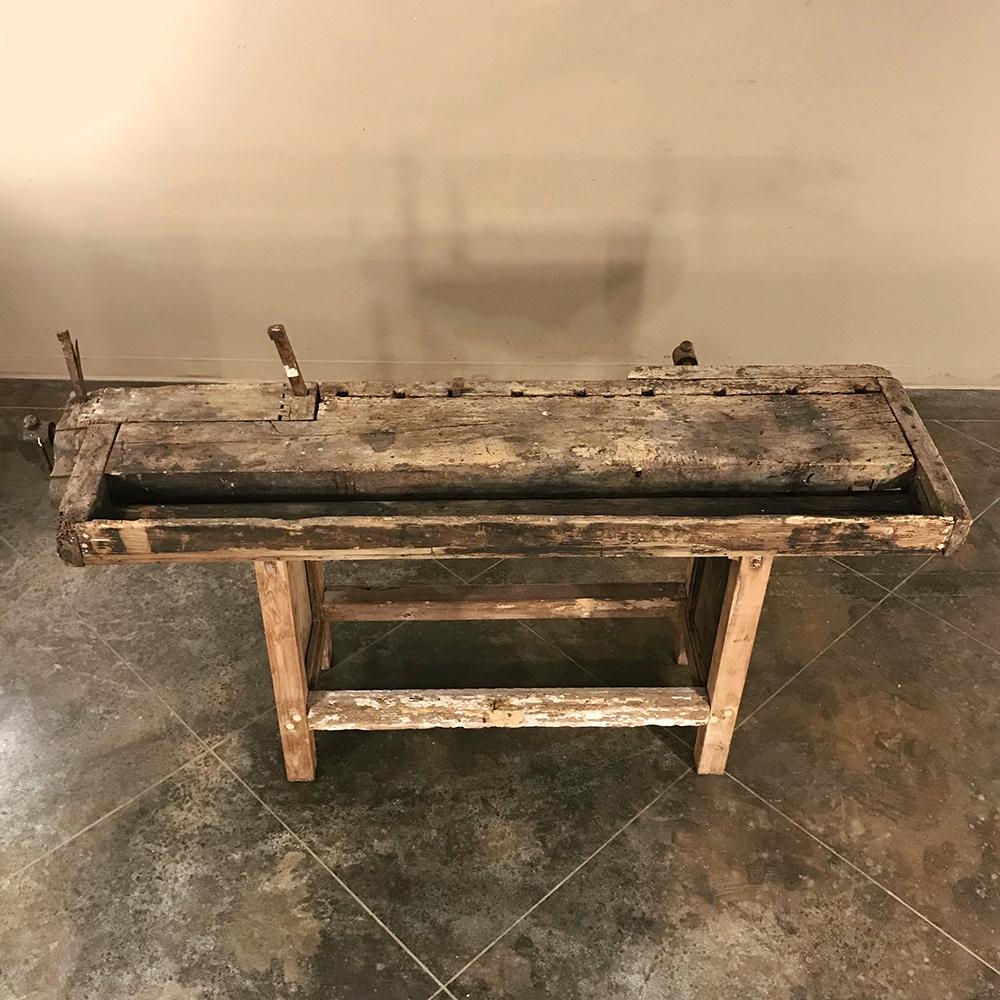 Antique Carpenter's Workbench, Onsole, Sofa Table For Sale 1