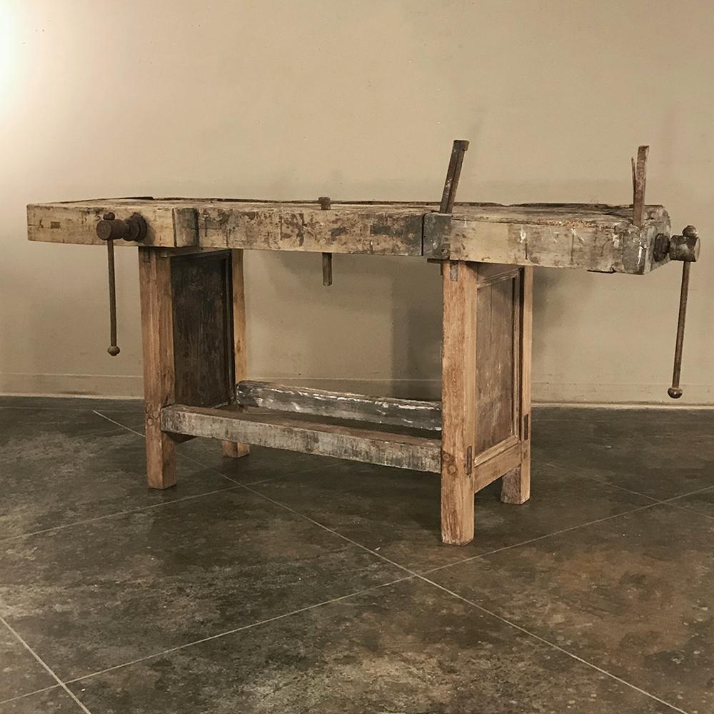 Antique Carpenter's Workbench, Onsole, Sofa Table For Sale 2