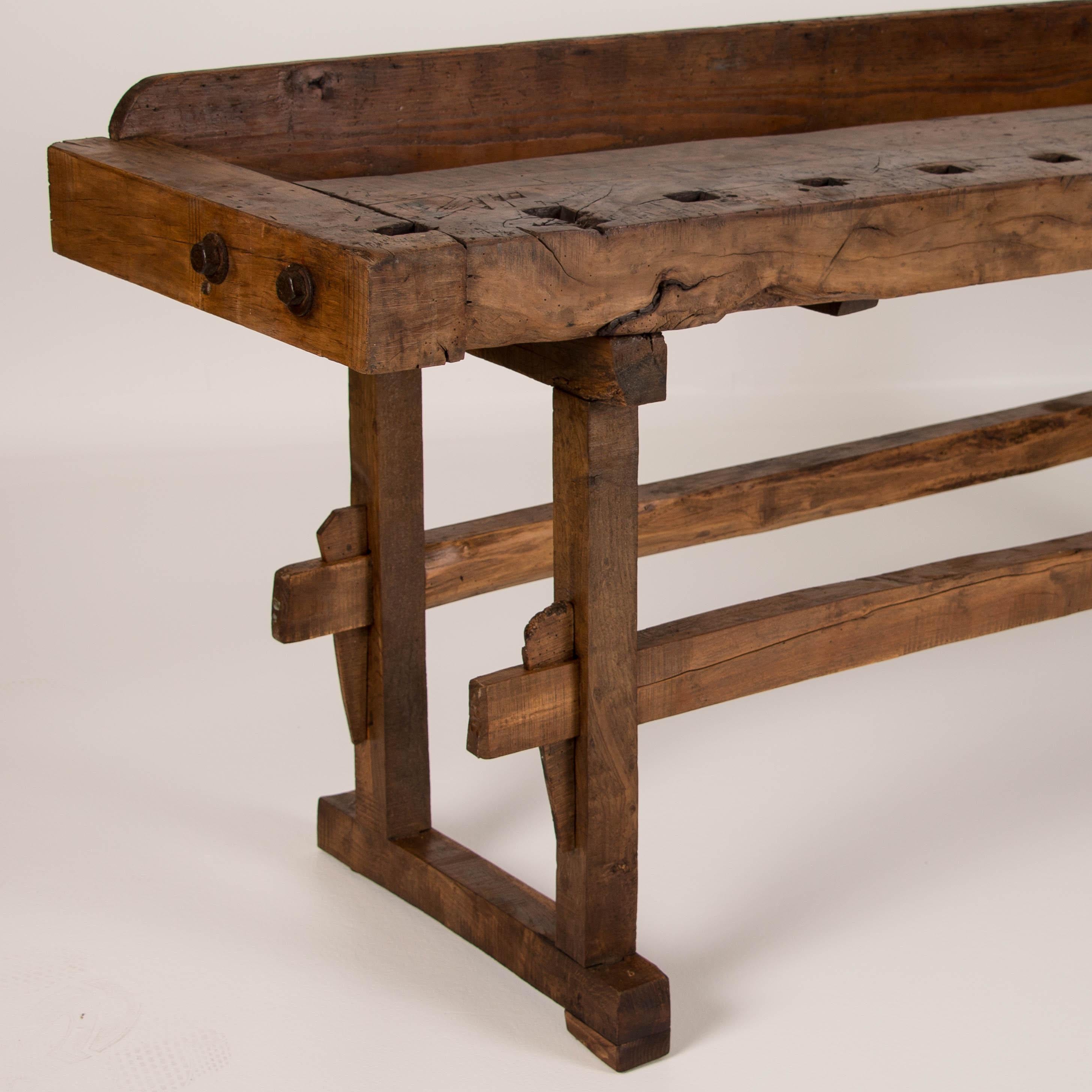 Hungarian Antique Carpenter's Workbench / Console Table