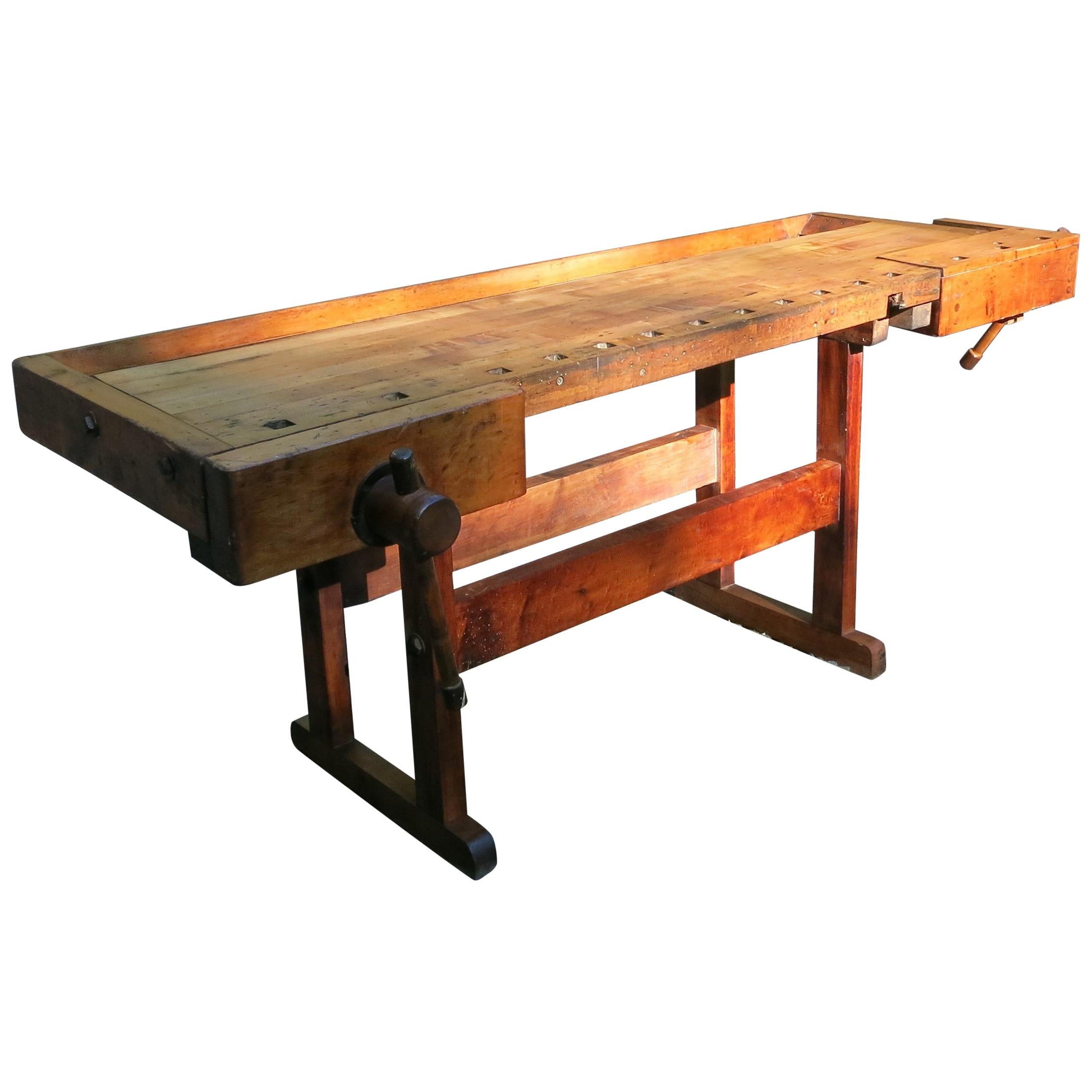 Antique Carpenters Workbench from Wissner Piano Factory Newark N.J., circa 1900