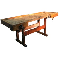 Antique Carpenters Workbench from Wissner Piano Factory Newark N.J., circa 1900