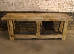 Antique Carpenter's Workbench, Solid Natural Oak, France, circa 1900