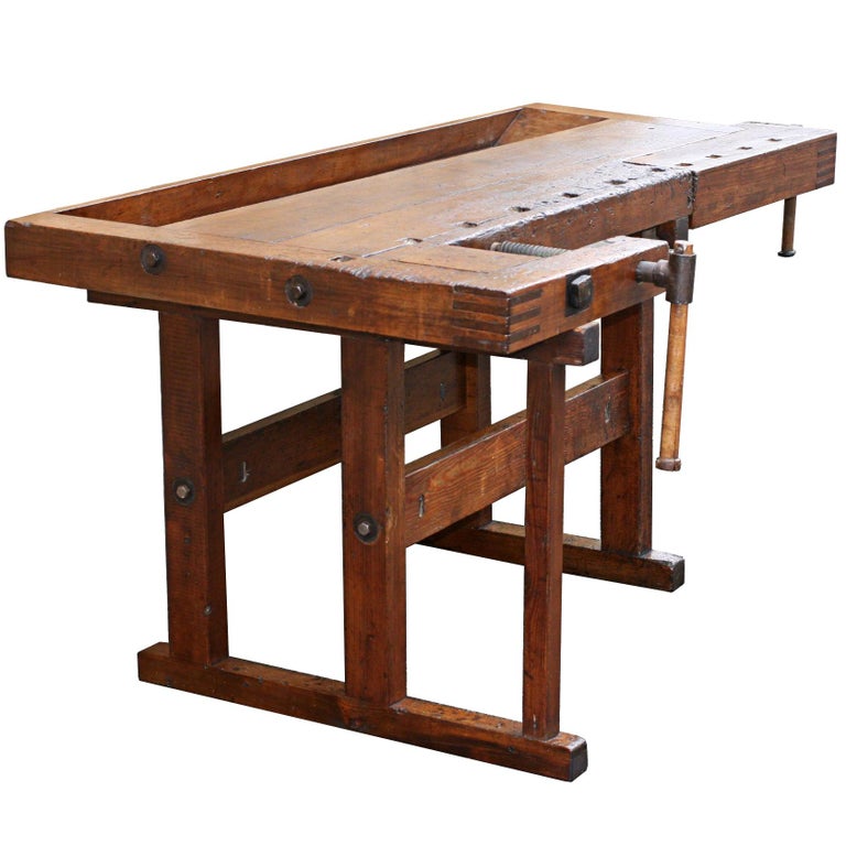 Antique Carpenter's Workbench, Solid Wood, German For Sale at 1stdibs