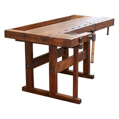 Antique Carpenter's Workbench, Solid Wood, German