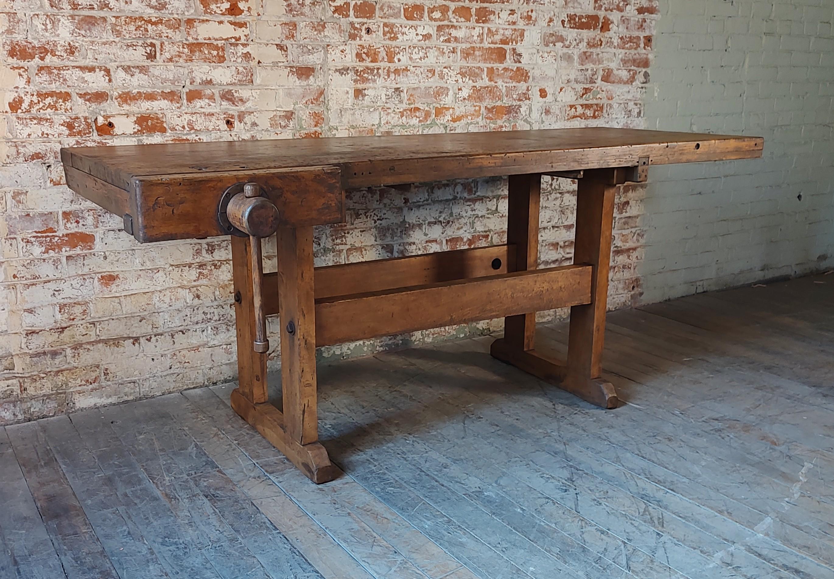 Long Vintage Cabinet Maker's Workbench / Worktable

Overall Dimensions:  35 1/4