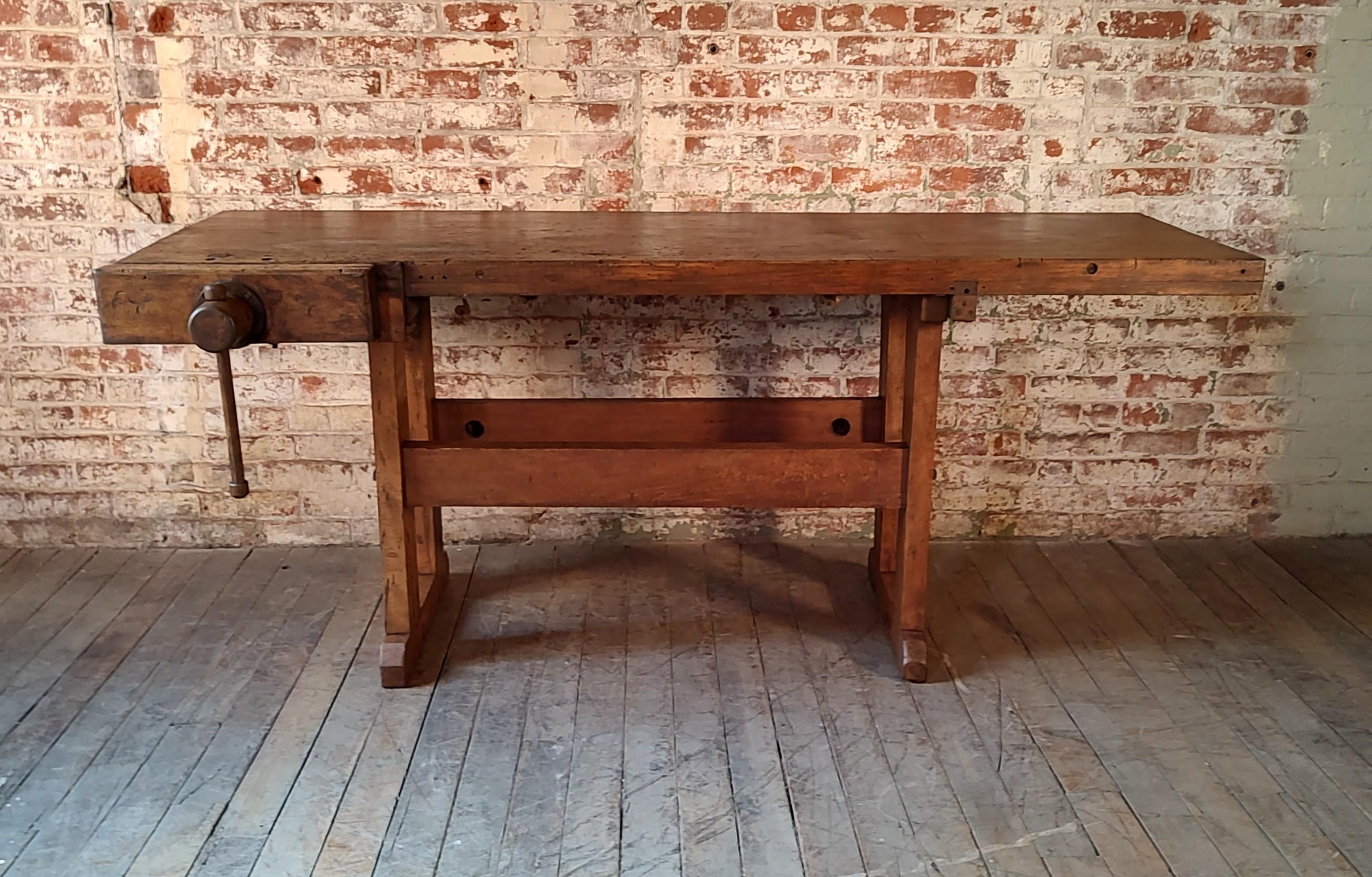 American Antique Carpenter’s Workbench with 1 Vise For Sale
