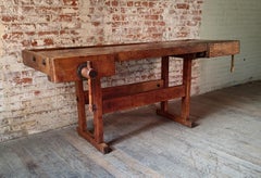 Antique Carpenter's Workbench with 2 Vises