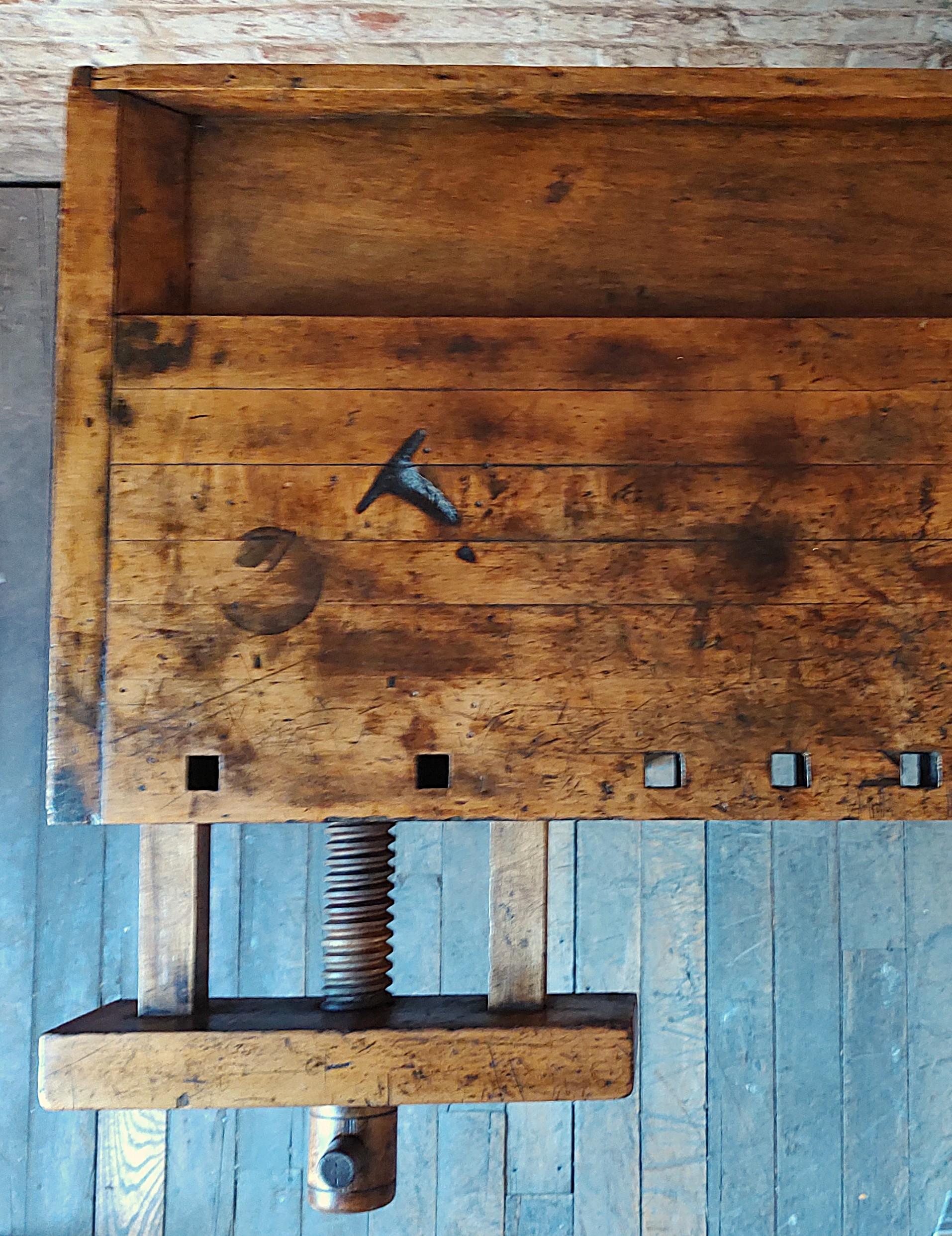 Maple Antique Carpenter's Workbench with 2 Vises For Sale