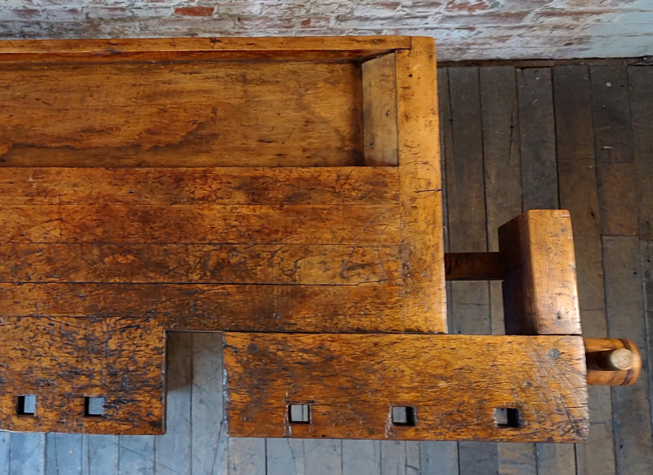 Antique Carpenter's Workbench with 2 Vises For Sale 1