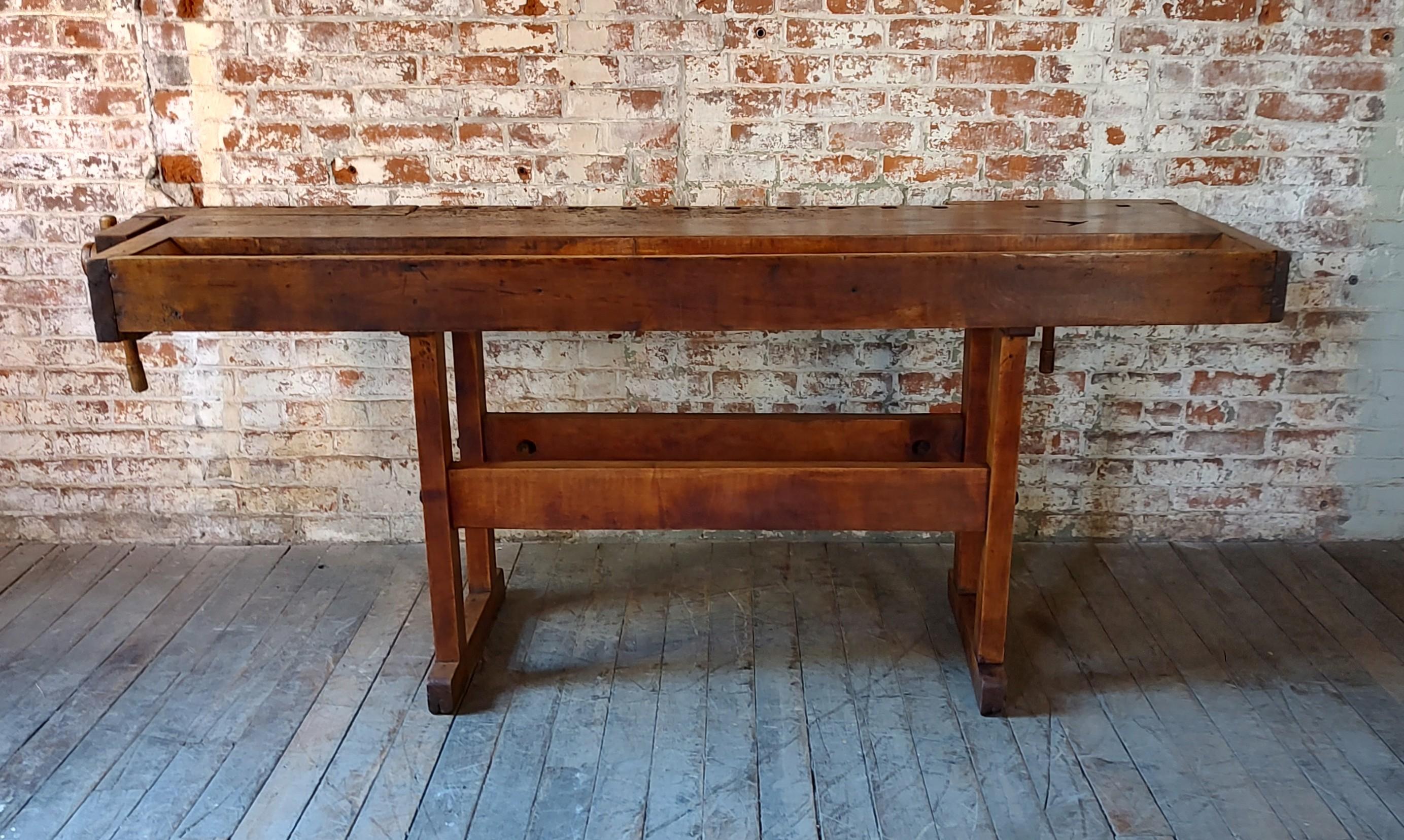 Antique Carpenter's Workbench with 2 Vises For Sale 3