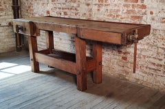 Antique Carpenter’s Workbench with Storage Shelf