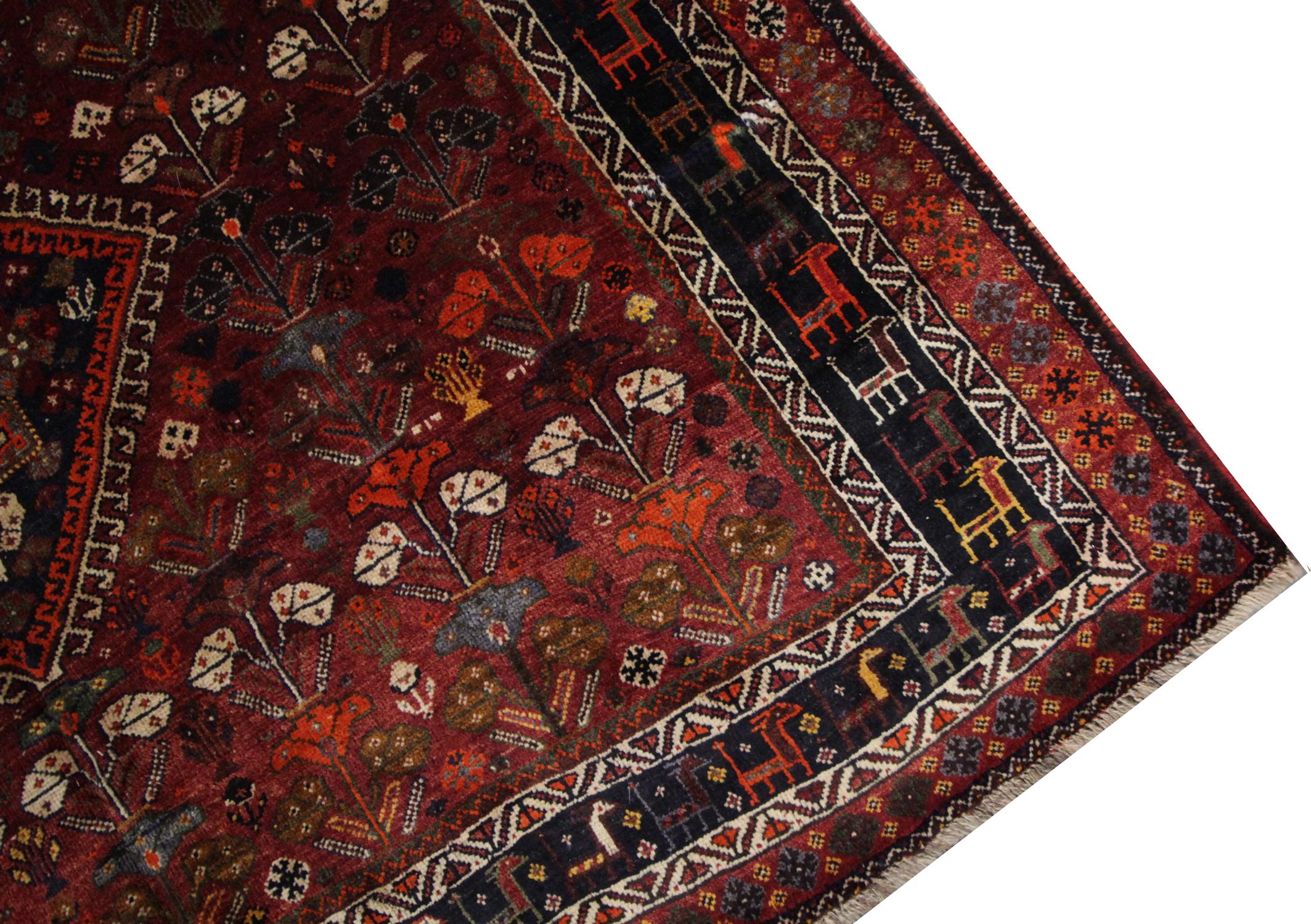 Hand-Crafted Antique Carpet Afghan Baluch Rug, 1950, Traditional Tribal Design Handmade Rug