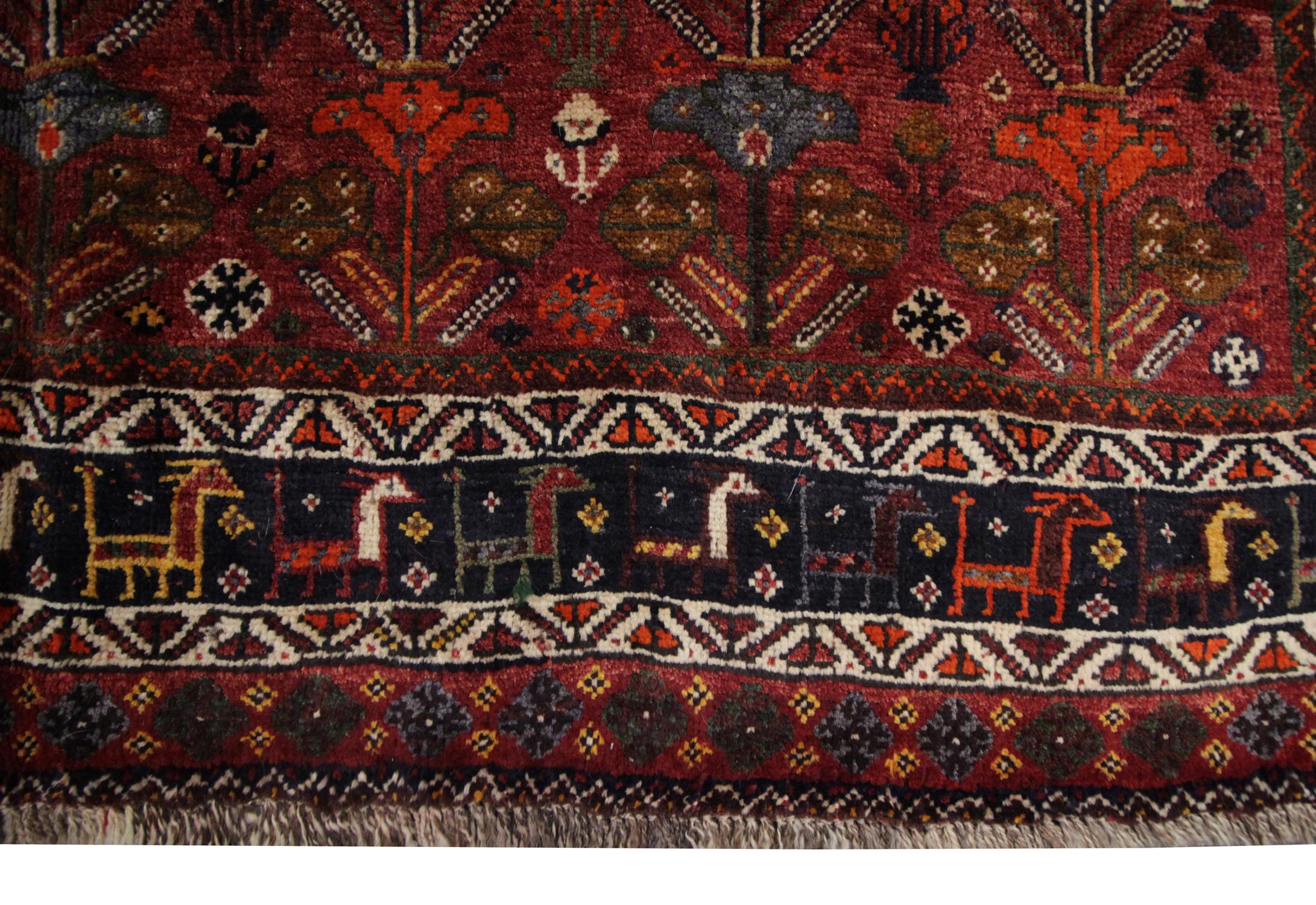 Antique Carpet Afghan Baluch Rug, 1950, Traditional Tribal Design Handmade Rug In Excellent Condition In Hampshire, GB