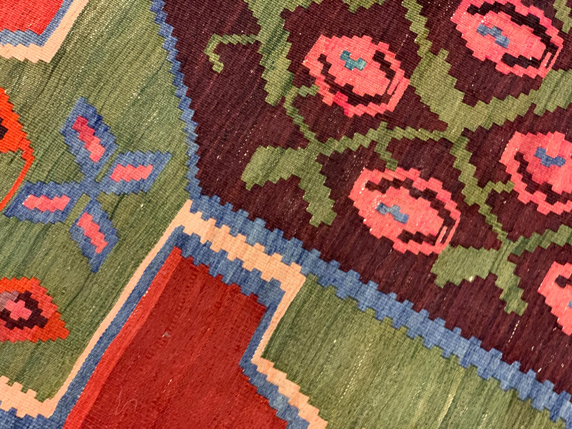 Antique Carpet Caucasian Karabagh Kilim Rug In Excellent Condition For Sale In Hampshire, GB