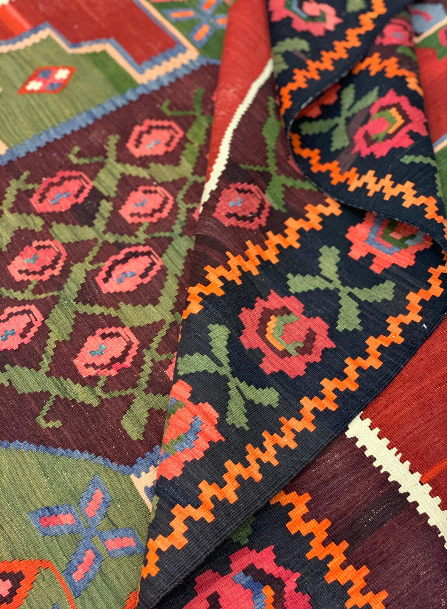 Antique Carpet Caucasian Karabagh Kilim Rug For Sale 2