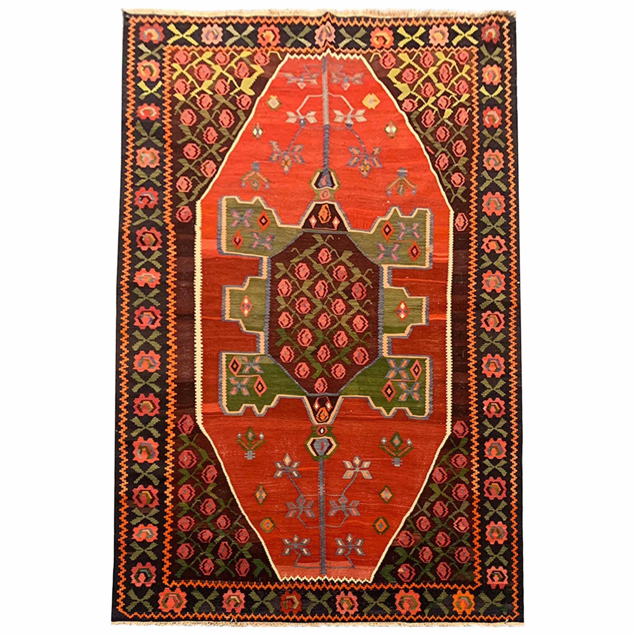 Antique Carpet Caucasian Karabagh Kilim Rug For Sale