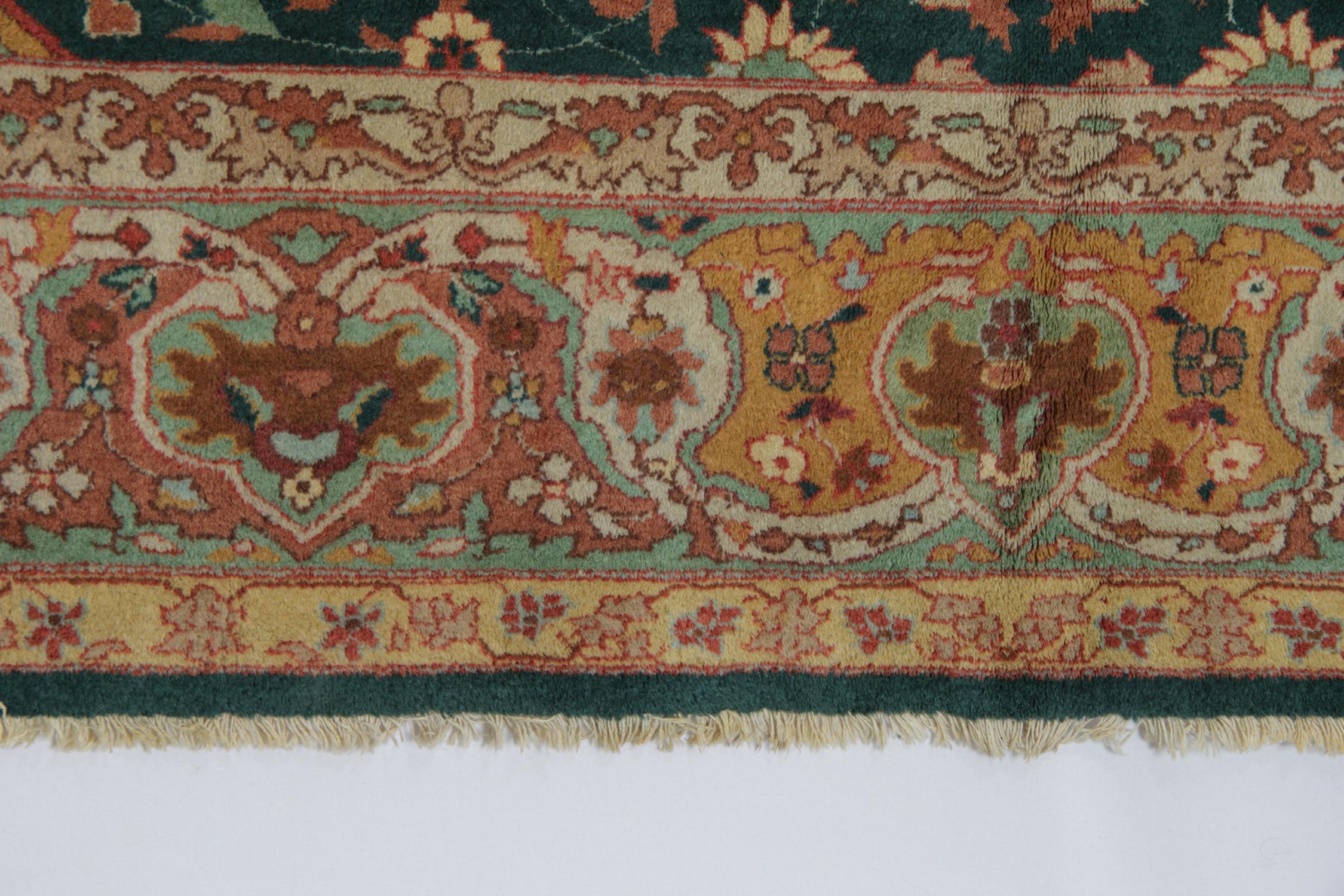 Late 19th Century Antique Carpet Rare Indian Agra Rug, Animal Hunting Design Living Room Rug CHR41
