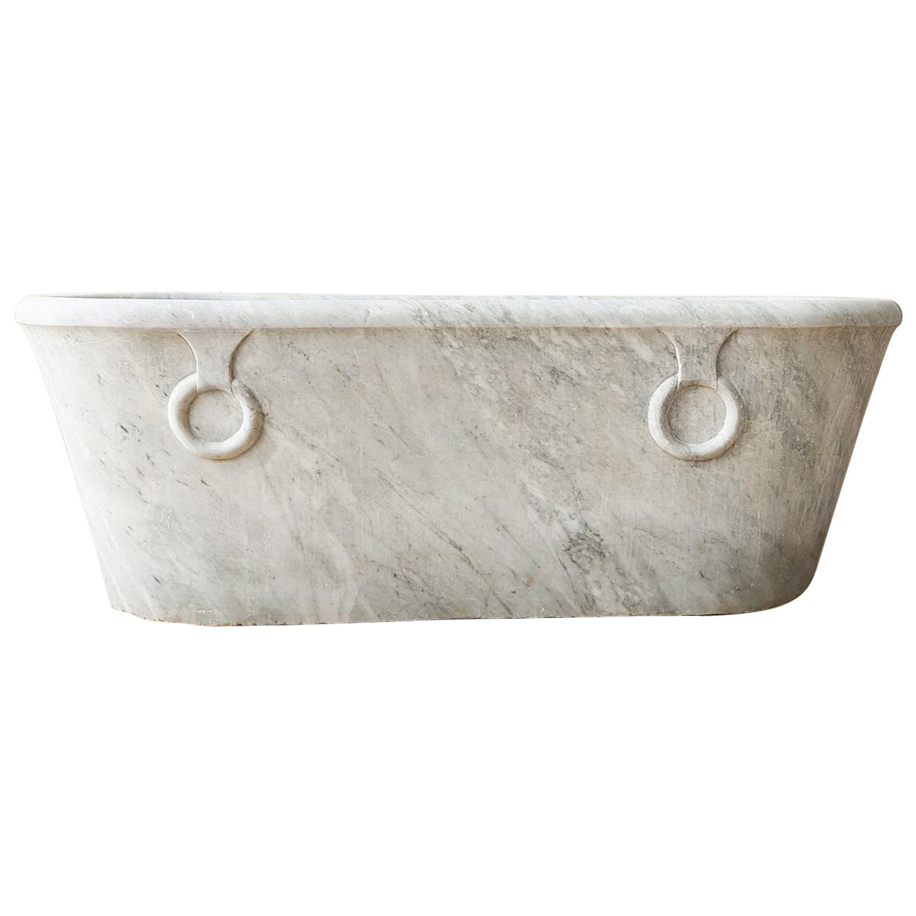 Antike Badewanne aus Carrara-Marmor aus dem frühen 19. Jahrhundert